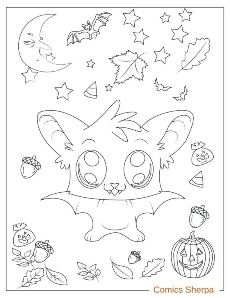 cute bat coloring page