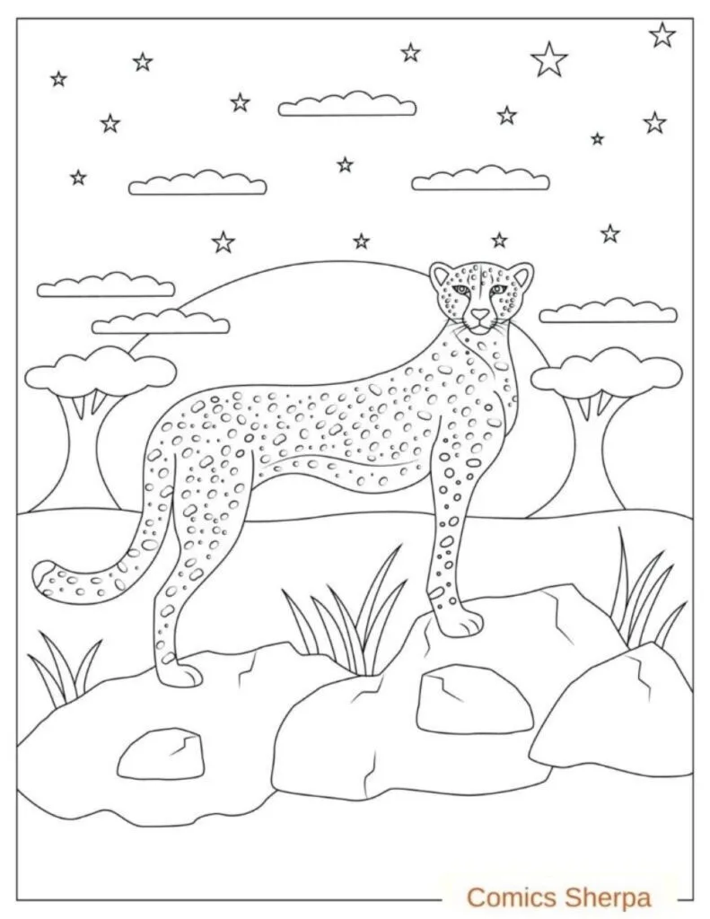 running cheetah coloring pages