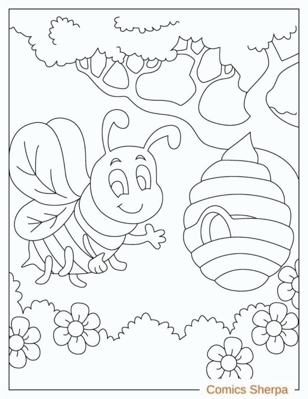 Free Bee Coloring Pages (Print and Download PDFs) - Comics Sherpa