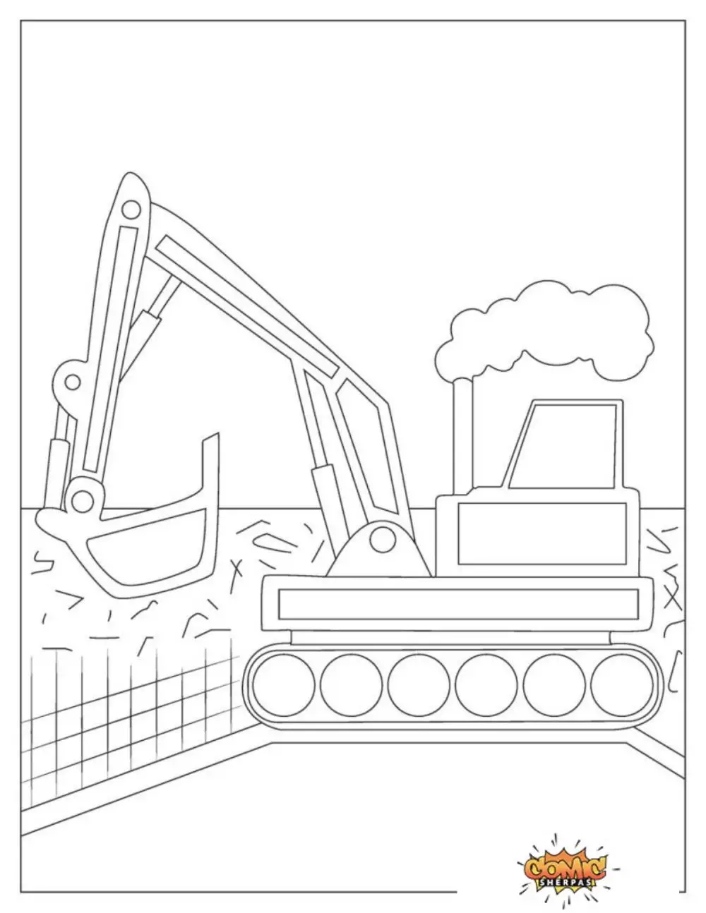 excavator coloring page for kids
