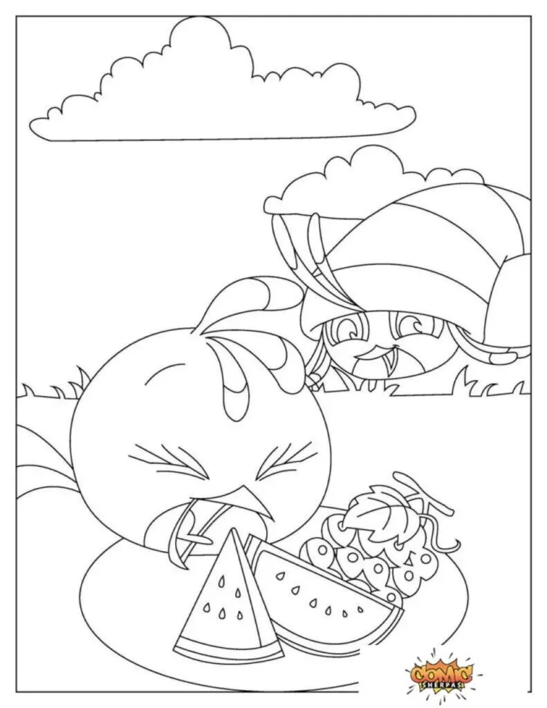angry bird slingshot coloring page