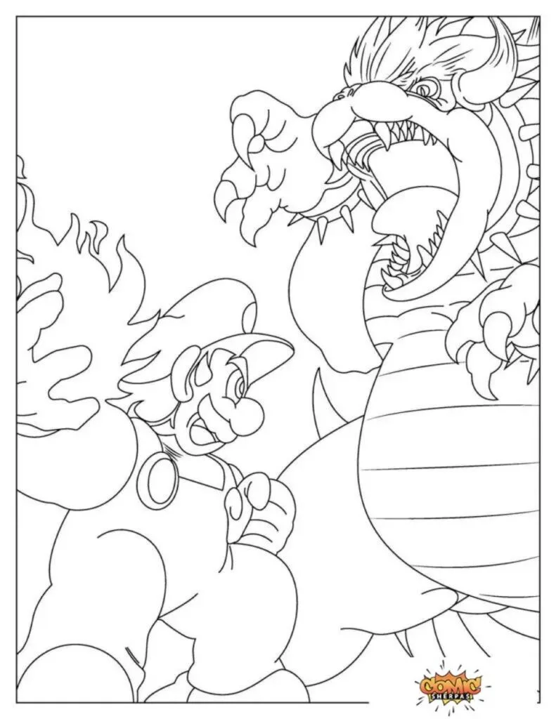 mario characters coloring pages bowser