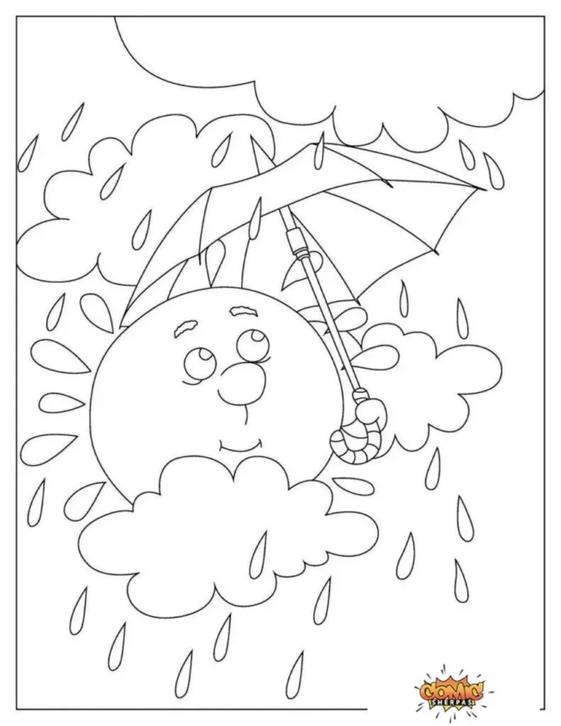 rainy day coloring page
